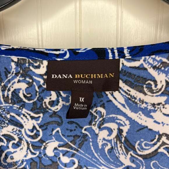 Dana Buchman Woman Blue & White Blouse Size 1X - Picture 2 of 7